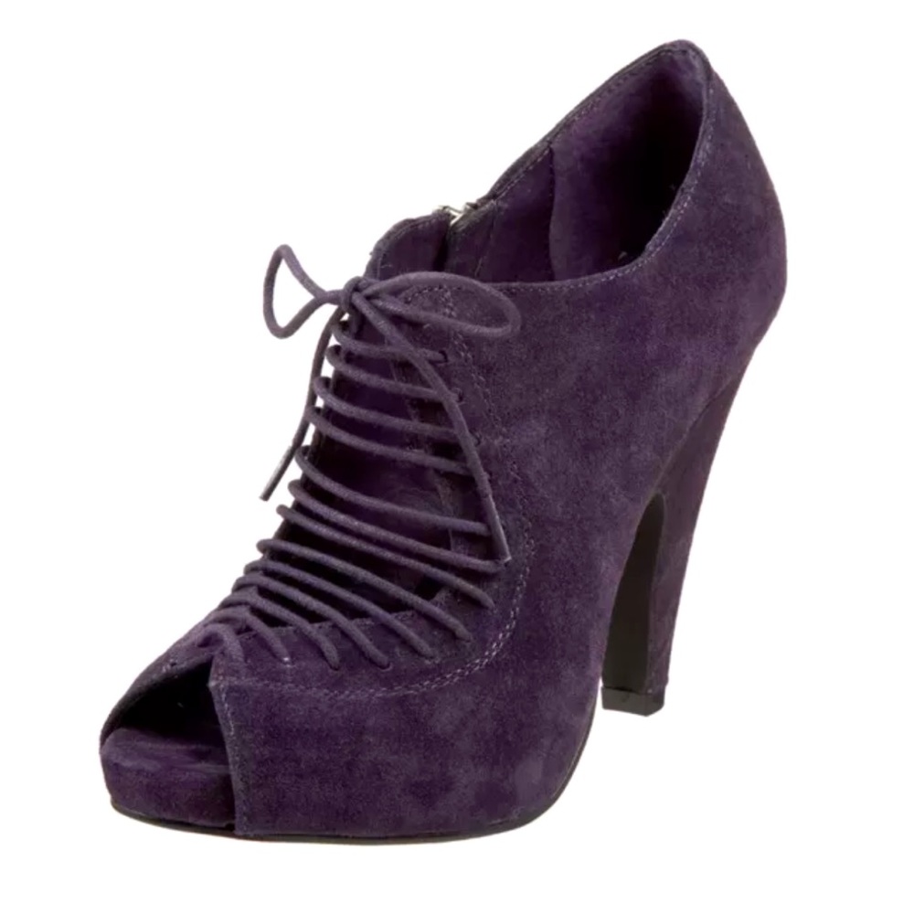 STEVE MADDEN Womens Unique Rare Purple Suede Tribbe Corset Peeptoe Ankle Bootie